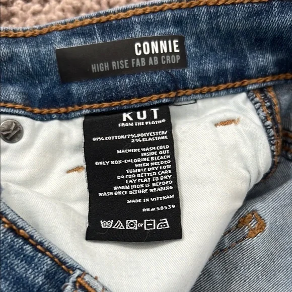 KUT From the Kloth CONNIE HIGH RISE FAB AB CROP Women's Blue Jeans - Picture 6 of 6